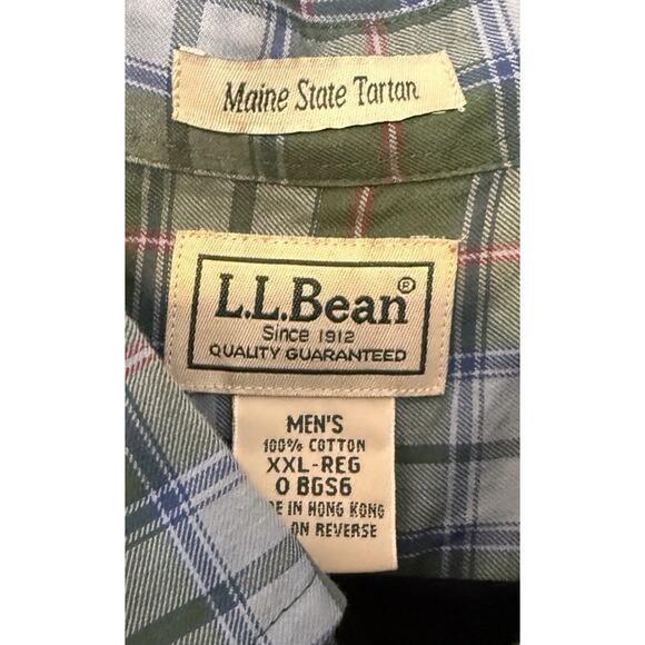 LL Bean Vintage Shirt Mens Blue Green Maine State Tartan Long Sleeve Size XXL - Picture 6 of 6